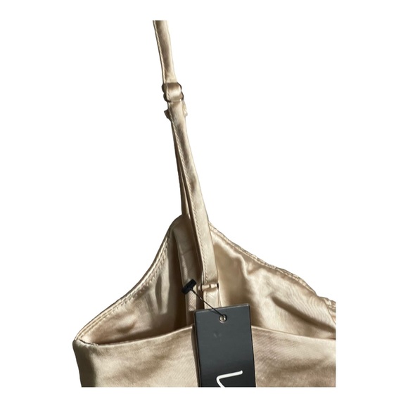 Lulu's Luxe'd Out Champagne Satin Cropped Tank Top in Champagne Size S NWT - Picture 7 of 10